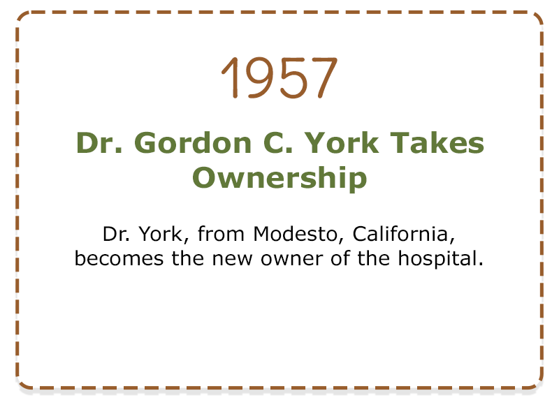 1957 - Dr. Gordon C. York takes ownership