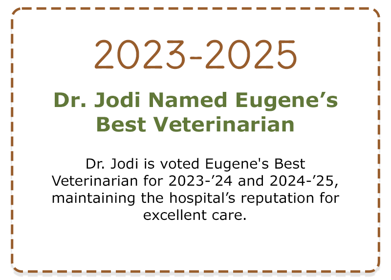 2023-2025 - Dr. Jodi named Eugene's Best Veterinarian